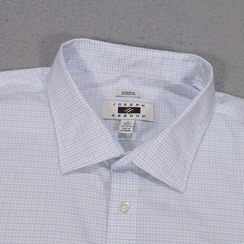 Joseph Abboud Shirt Mens 20 36/37 Tall Classic Blue Green Button Up Long Sleeve
